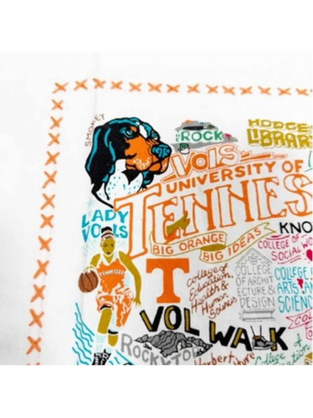 Catstudio UT Tennessee Volunteers Tea Towel Embroidered Cotton Dish Towel NEW